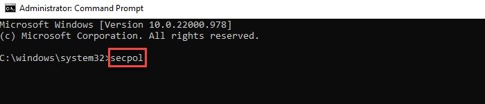 Open Local Security Policy using Command Prompt