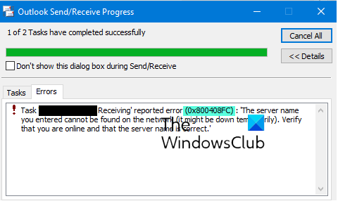 Outlook Error 0x800408FC