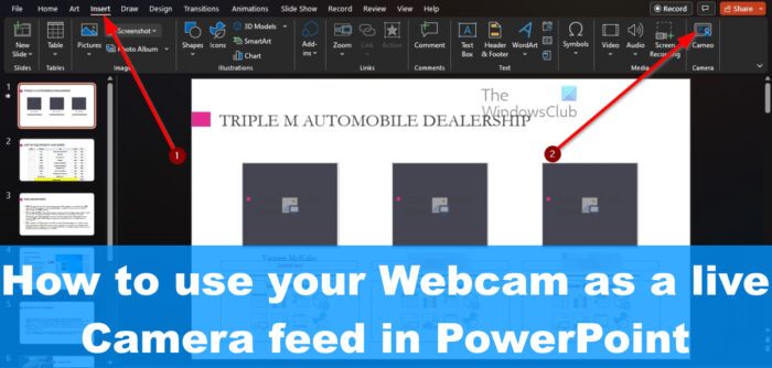 Add live webcam video to a PowerPoint presentation
