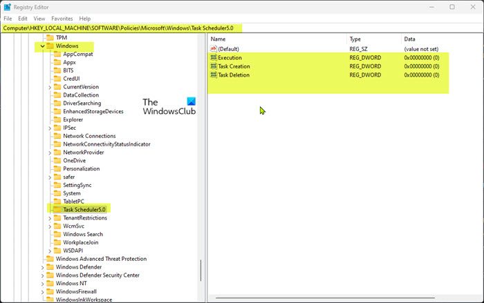 Prevent other users from creating, deleting or running Tasks in Task Scheduler - Registry Editor