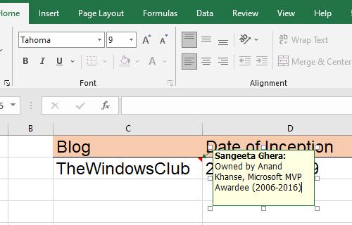 Reading a Comment in Excel Reading a Comment in Excel
