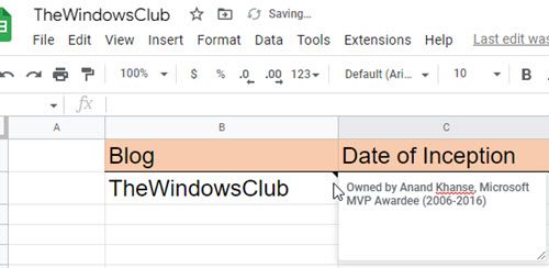 Reading a Note in Google Sheets Reading a Note in Google Sheets
