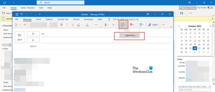 Signature button not working in Outlook
