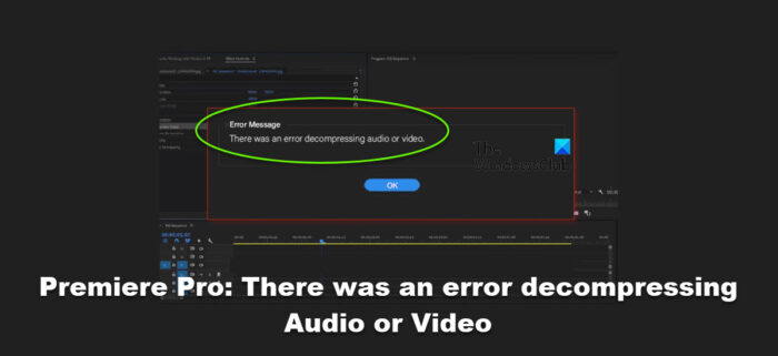 Premiere Pro: There Was an error decompressing Audio or Video Premiere Pro