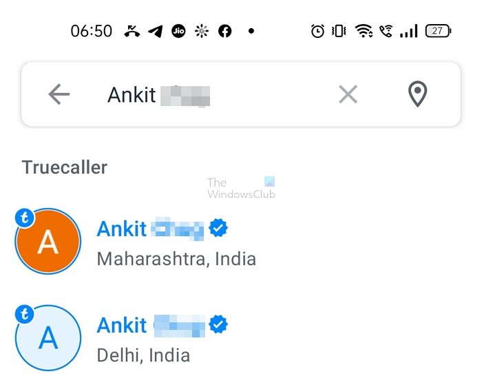 TrueCaller Search