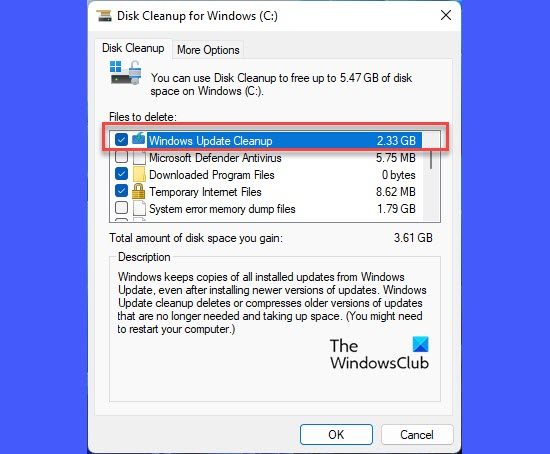 Windows Update Cleanup In Disk Cleanup Wizard