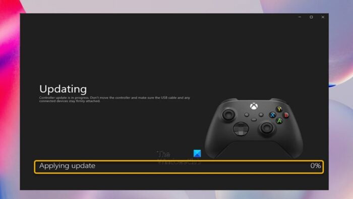 Xbox Accessories app stuck at 0% Applying update on Controller on PC