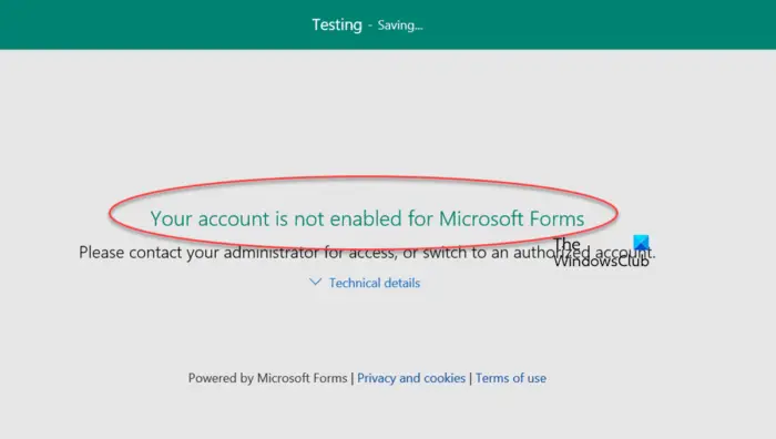 your account is not enabled for Microsoft Forms
