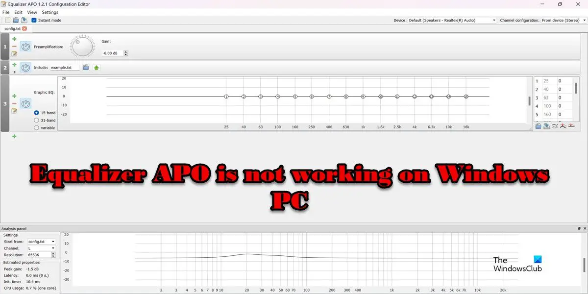 Equalizer APO is not working on Windows PC
