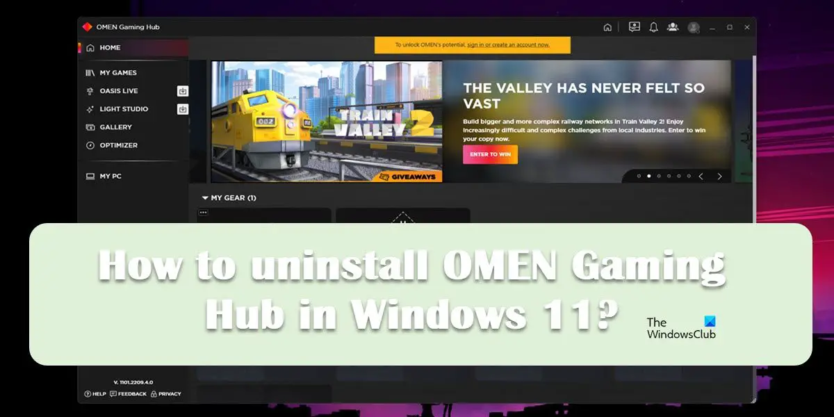 uninstall OMEN Gaming Hub in Windows 11