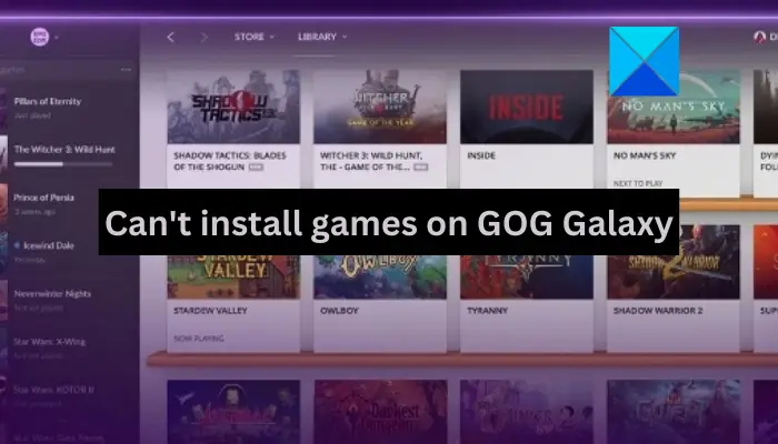 Can't install games on GOG Galaxy