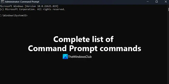 Complete list of Command Prompt commands