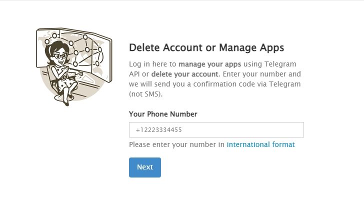 Delete Telegram Account or Manage Apps