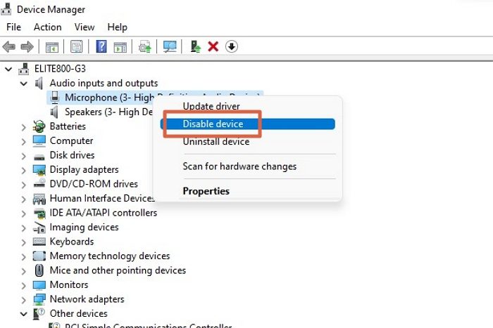 Disable Microphone in Windows