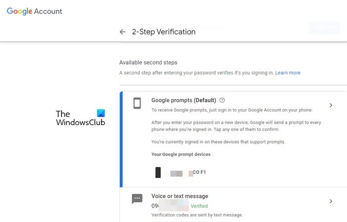 Enabling 2-step verification for Google account