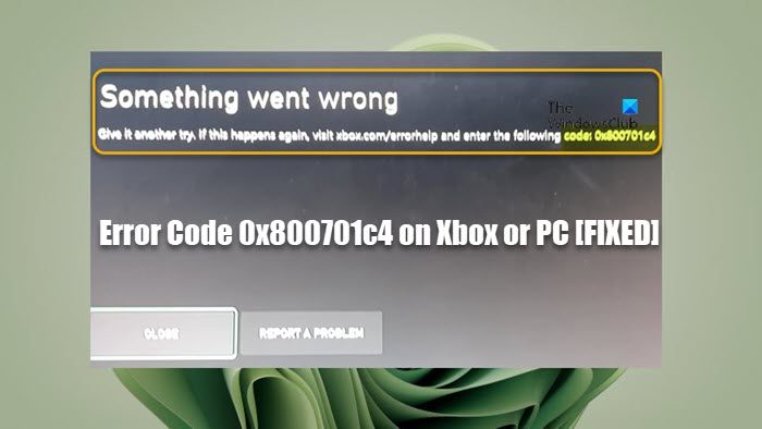 Error Code 0x800701c4 on Xbox or PC