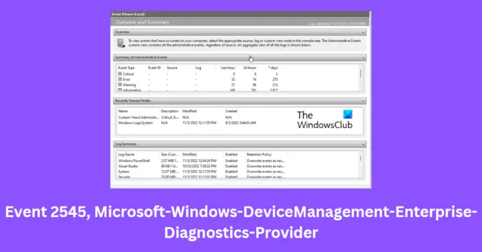 Event 2545, Microsoft-Windows-DeviceManagement-Enterprise-Diagnostics-Provider