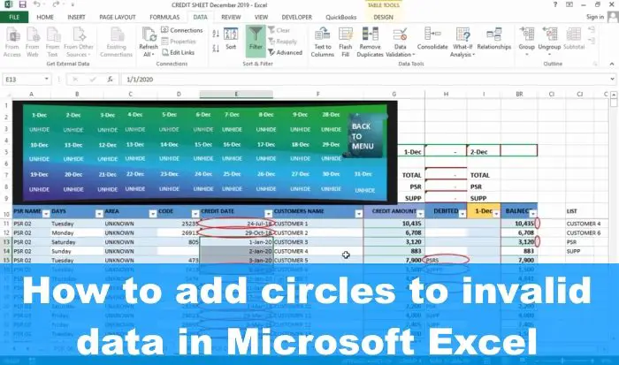 How to add circles to invalid data in Microsoft Excel