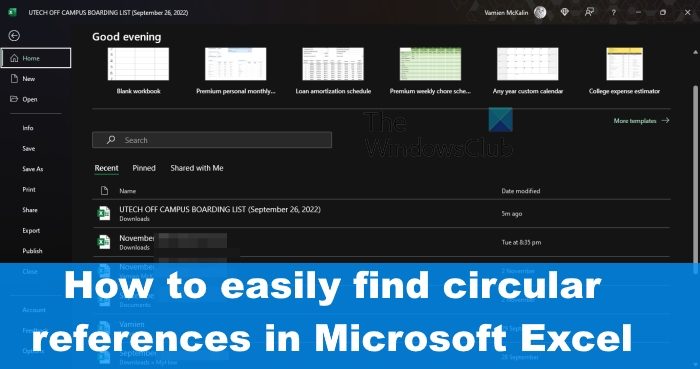 How to find Circular References in Excel