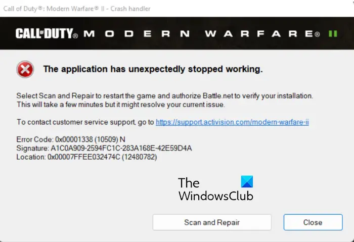Error Code 0x00001338 in Modern Warfare 2