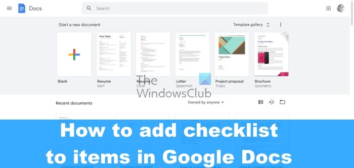 How to add checklist to items in Google Docs