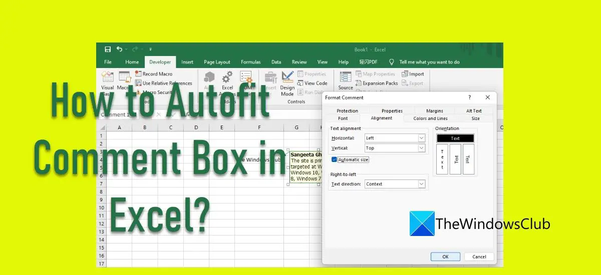 How to Autofit Comment Box in Excel