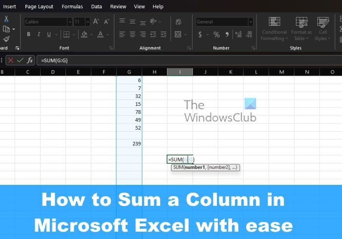 How to Sum a Column in Microsoft Excel with ease