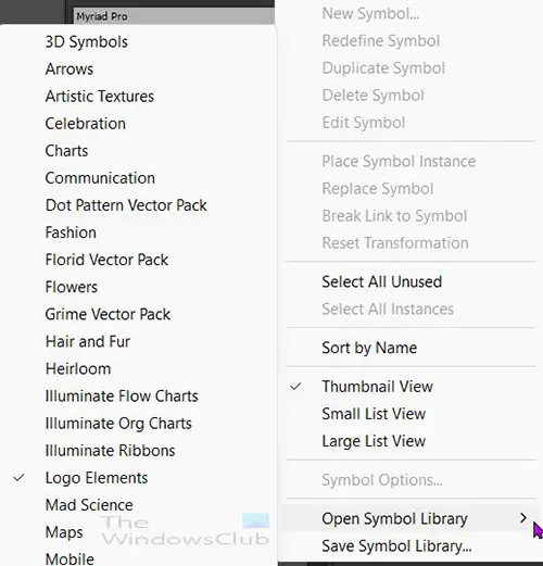 How to add symbols to your document in Illustrator - Access symbols library