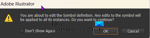 How to add symbols to your document in Illustrator - symbol edit warning message