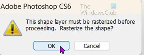 How to create a pattern from the custom shape tool in Photoshop - Rasterize warning