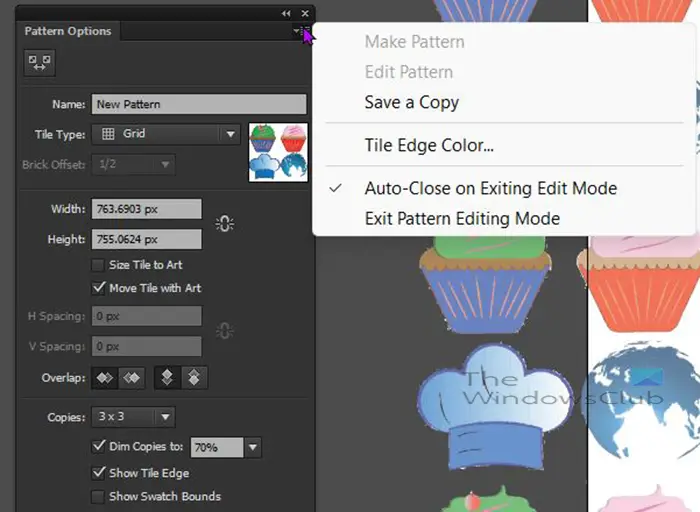 How to make patterns that repeats seamlessly in Illustrator - close pattern edit mode