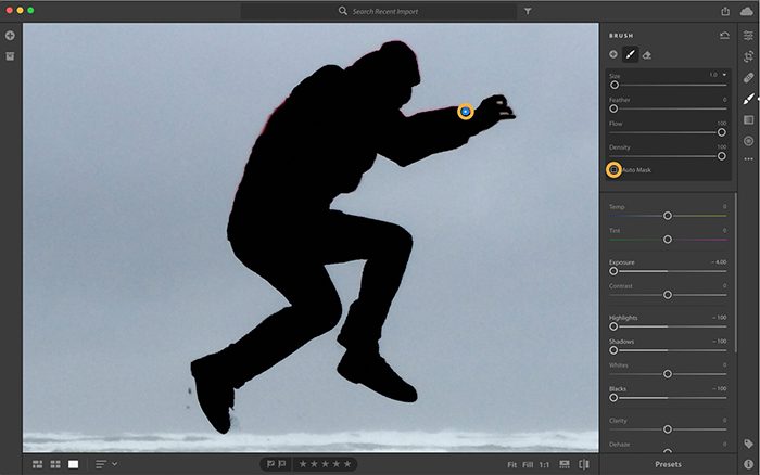 How to turn a photo into a silhouette using Photoshop Lightroom - edit blue pin