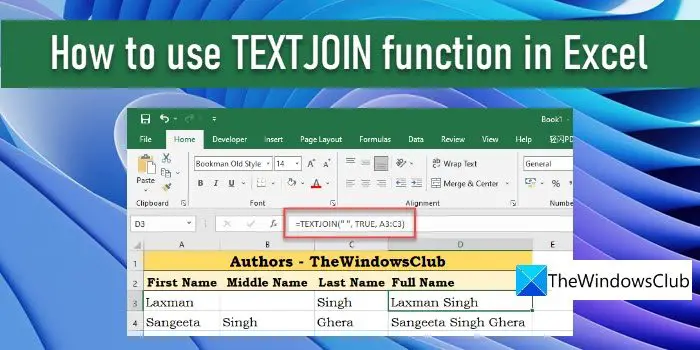 How to use TEXTJOIN function in Excel