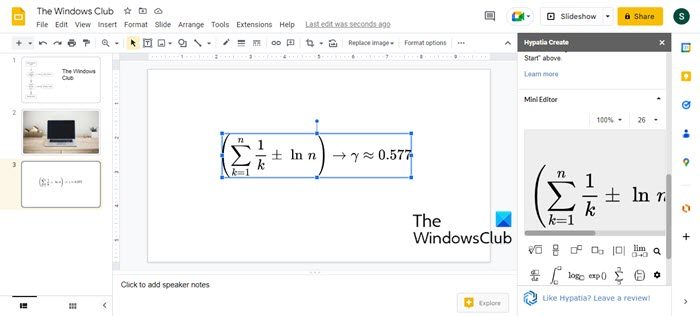 Hypatia Create add-on for Google Slides