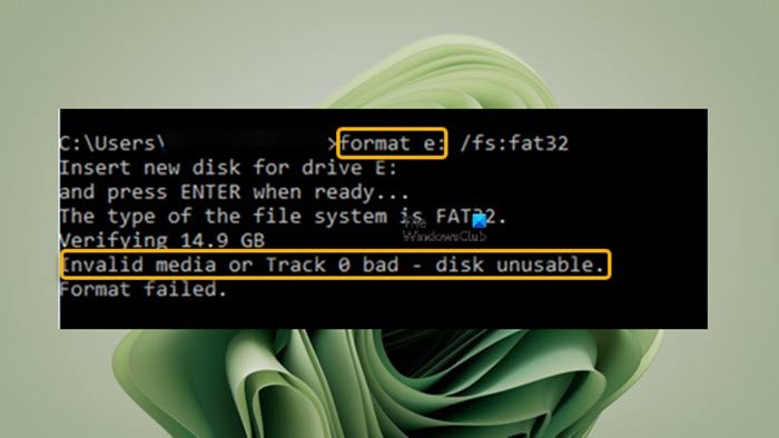 Invalid media or Track 0 bad - disk unusable