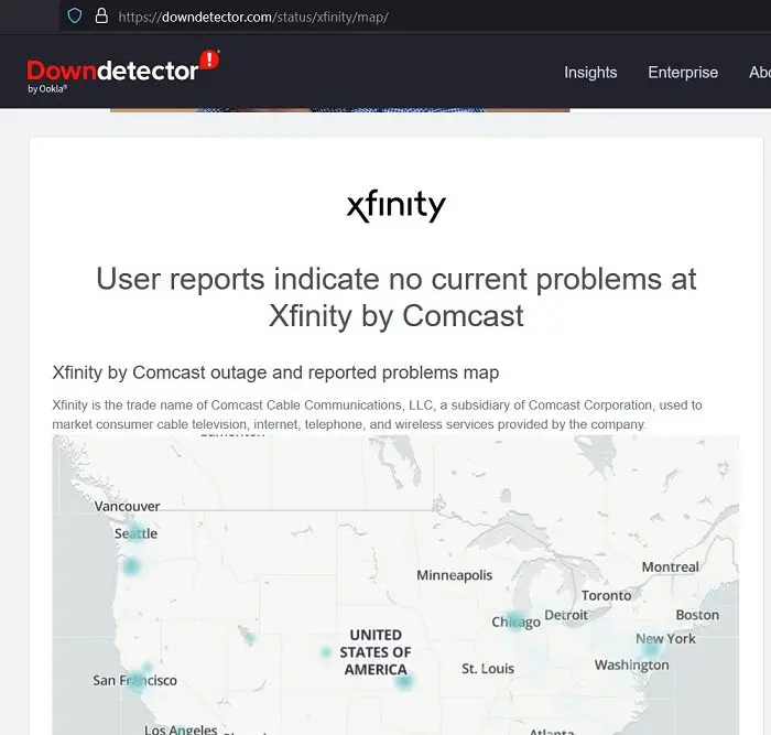 Is Comcast Xfinity out or down