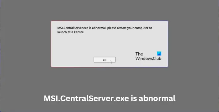 MSI.CentralServer.exe is abnormal