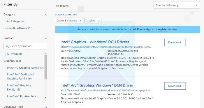 Manually Download Intel Driver from Intel website
