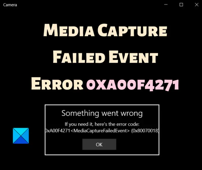 Media Capture Failed Event Error 0xa00f4271