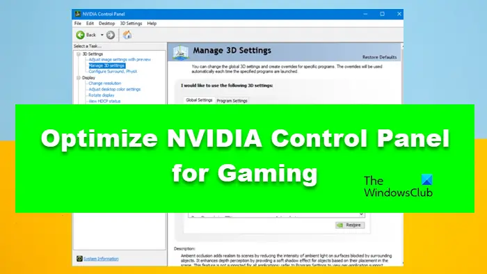 Optimize NVIDIA Control Panel settings for gaming performance