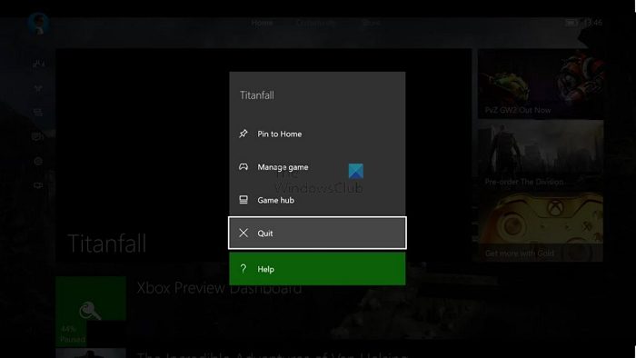 Quit Game on Xbox