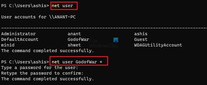 Entfernen Sie Das Benutzerkennwort Vom Terminal In Windows