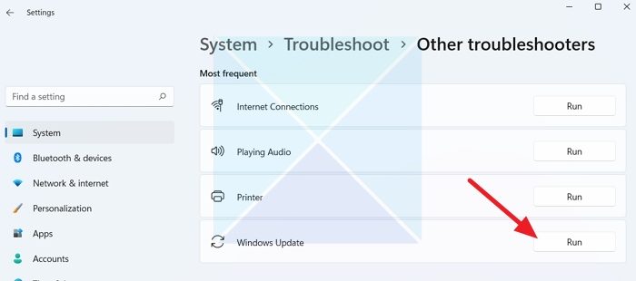 Run Windows Update Troubleshooting