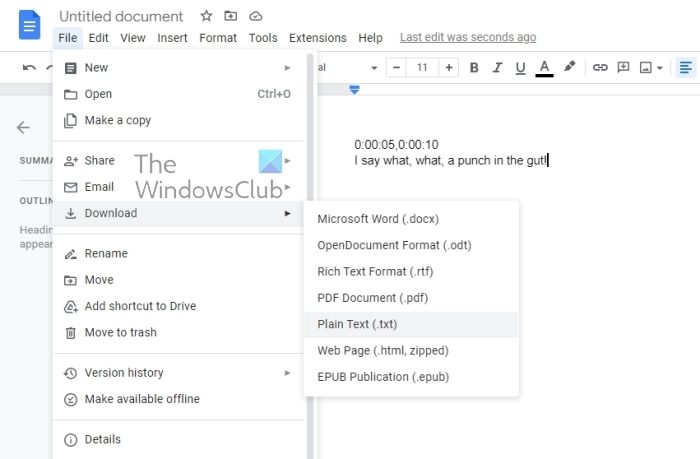 Save Google Docs as Text