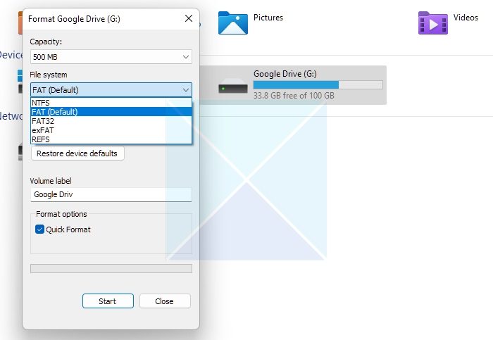 Select File System Format SD Card