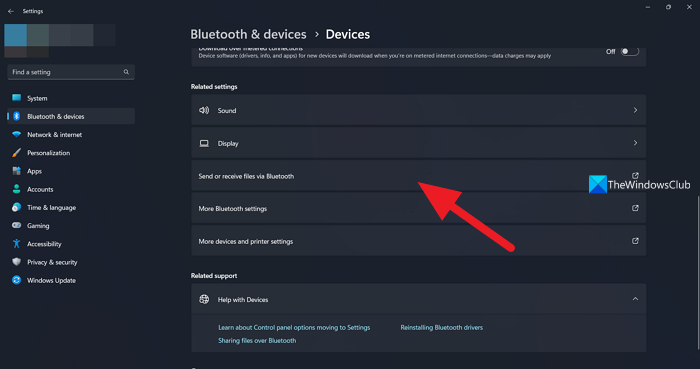 Send or receive files using bluetooth on Windows PC