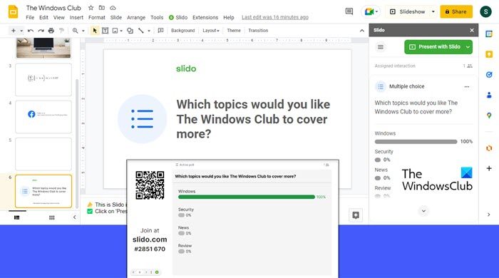 Slido add-on for Google Slides