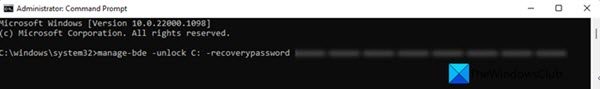 Unlock boot drive using BitLocker recovery password