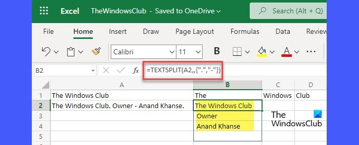 Using TEXTSPLIT() function in Excel with row_delimiter