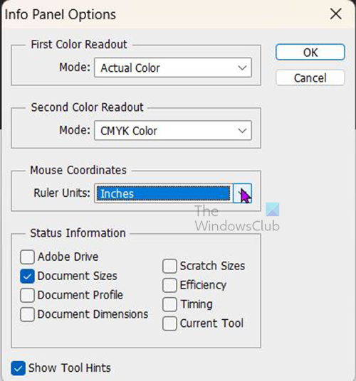 Using the ruler and the ruler tool in Photoshop - info panel option 2